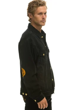 Denim | Denim | Aviator Nation KEEP SMILING OVERSIZED CONCERT DENIM JACKET - VINTAGE BLACK VINTAGEBLACK