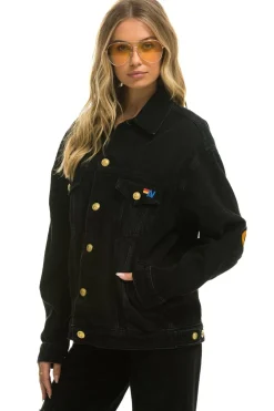 Denim | Denim | Aviator Nation KEEP SMILING OVERSIZED CONCERT DENIM JACKET - VINTAGE BLACK VINTAGEBLACK