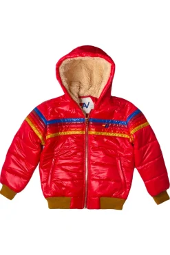 Kid's Outerwear | Aviator Nation KIDS 5 STRIPE TREKKER JACKET - GLOSSY CHERRY GLOSSYCHERRY