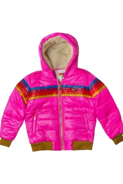 Kid's Outerwear | Aviator Nation KIDS 5 STRIPE TREKKER JACKET - GLOSSY NEON PINK GLOSSYNEONPINK