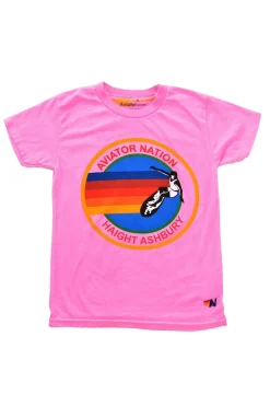 Kid's Tees | Aviator Nation KID'S HAIGHT ASHBURY TEE - NEON PINK NEONPINK