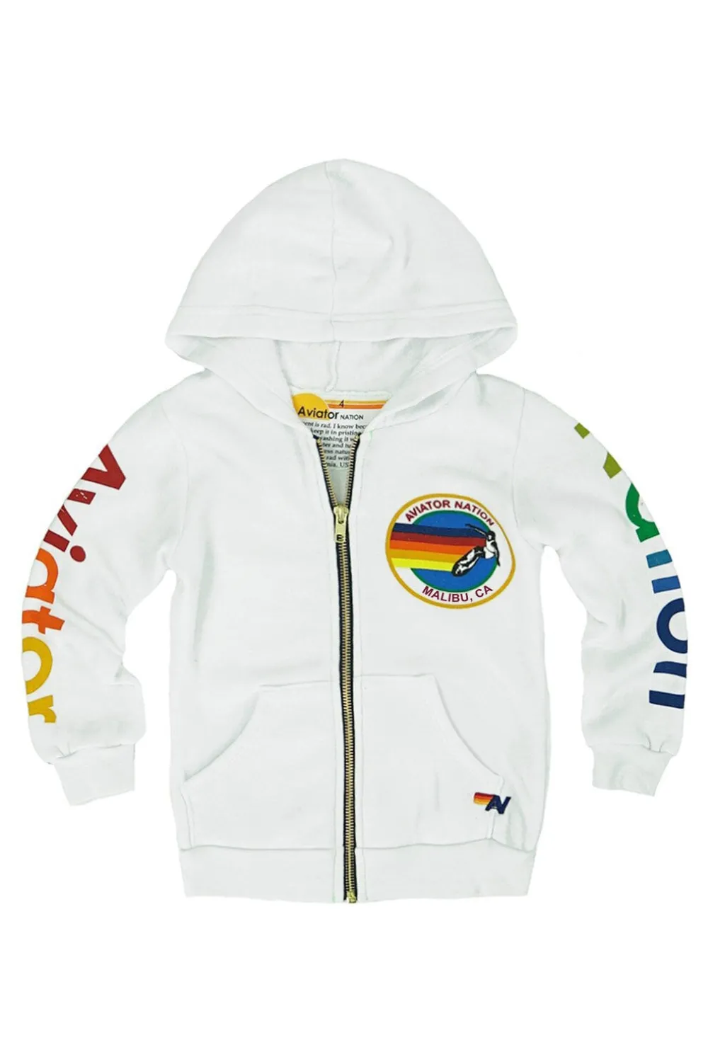 Kid's Hoodies | Aviator Nation KID'S MALIBU ZIP HOODIE - WHITE