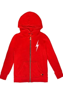 Kid's Hoodies | Aviator Nation KIDS BOLT PRINT ZIP HOODIE - RED