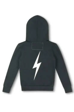 Kid's Hoodies | Aviator Nation KIDS BOLT PRINT ZIP HOODIE - CHARCOAL // WHITE CHARCOAL//WHITE