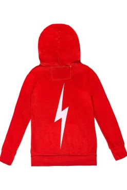 Kid's Hoodies | Aviator Nation KIDS BOLT PRINT ZIP HOODIE - RED