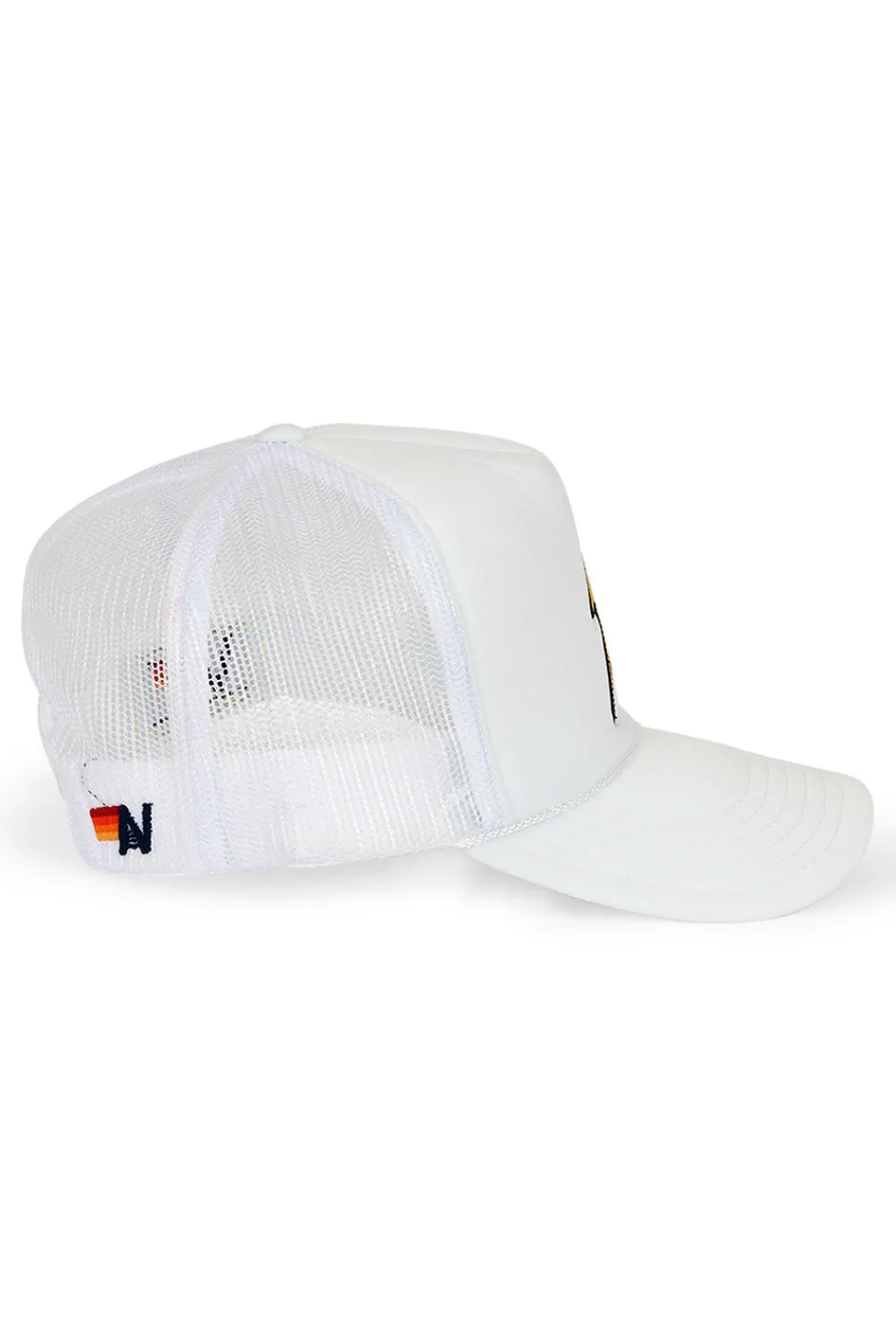 Kid's Trucker Hats | Aviator Nation KID'S BOLT VINTAGE TRUCKER HAT theperfectpairing!Allofourproductsgothroughanintensebreaking-downprocessthatgivesthemavintagefeelyou'lllovebecauseit'sbrokeninfromdayoneofwearingit.Allofourkid'shatsareadjustableandsmallerthantheadulthats.