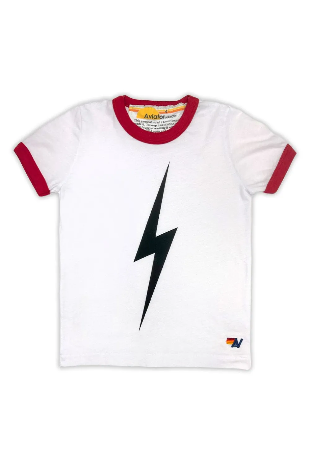 Kid's Tees | Aviator Nation KID'S RINGER BOLT TEE - WHITE // RED WHITE//RED