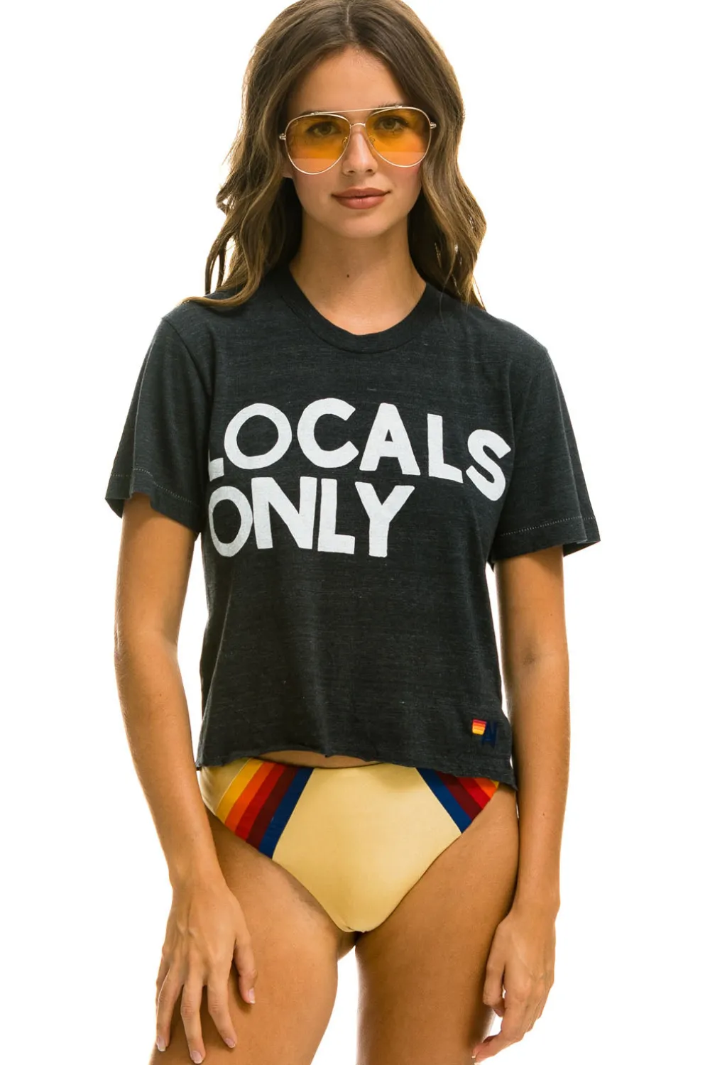 Boyfriend Tees | Tees | Aviator Nation LOCALS ONLY BOYFRIEND TEE - CHARCOAL