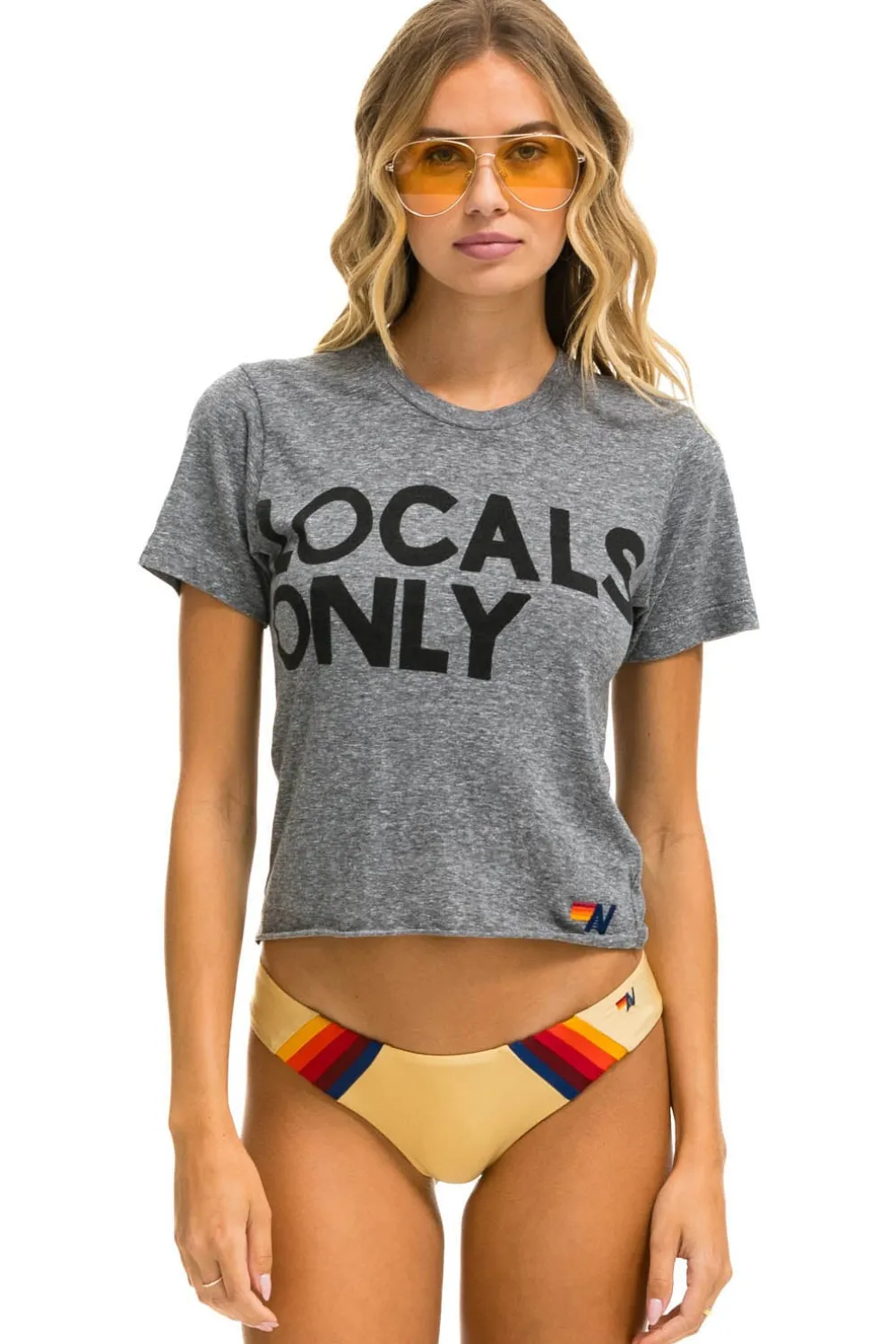 Tees | Boyfriend Tees | Aviator Nation LOCALS ONLY BOYFRIEND TEE - HEATHER GREY HEATHERGREY