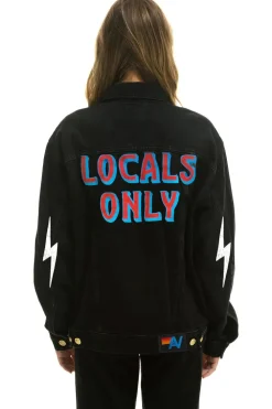 Denim | Denim | Aviator Nation LOCALS ONLY OVERSIZED CONCERT DENIM JACKET - VINTAGE BLACK VINTAGEBLACK
