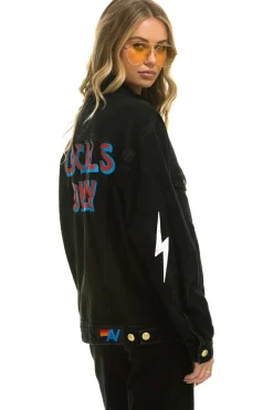 Denim | Denim | Aviator Nation LOCALS ONLY OVERSIZED CONCERT DENIM JACKET - VINTAGE BLACK VINTAGEBLACK