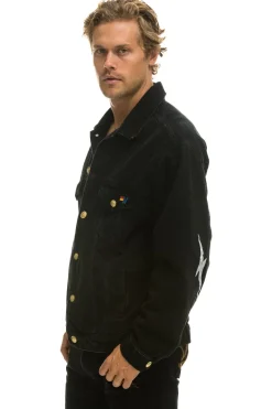 Denim | Denim | Aviator Nation LOCALS ONLY OVERSIZED CONCERT DENIM JACKET - VINTAGE BLACK VINTAGEBLACK