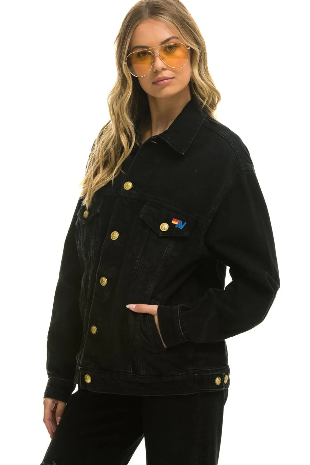 Denim | Denim | Aviator Nation LOCALS ONLY OVERSIZED CONCERT DENIM JACKET - VINTAGE BLACK VINTAGEBLACK