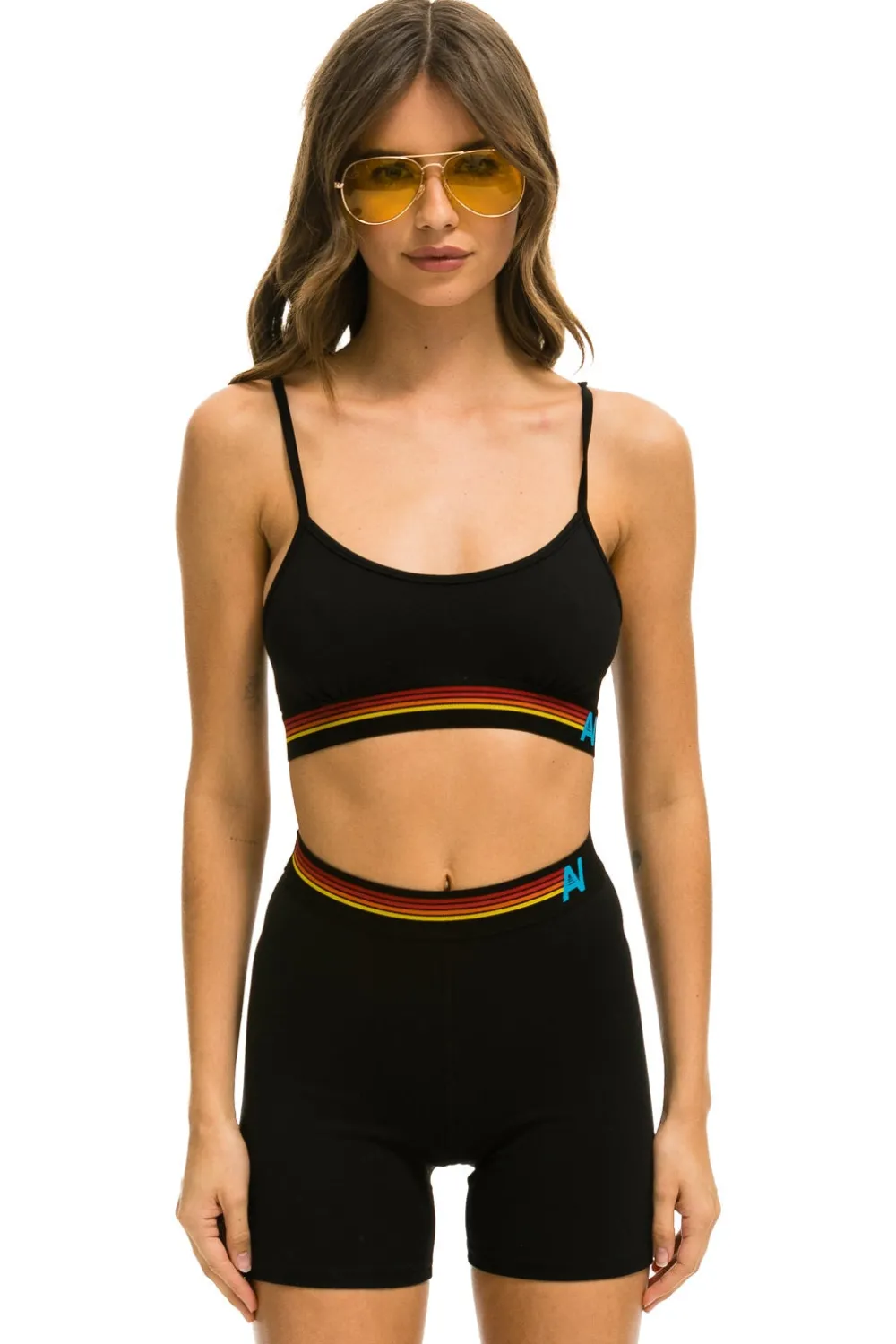 Activewear | Activewear | Aviator Nation LOGO 4 INCH HI-RISE BIKER SHORT - BLACK