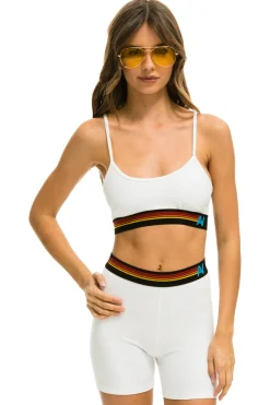 Activewear | Activewear | Aviator Nation LOGO 4 INCH HI-RISE BIKER SHORT - WHITE