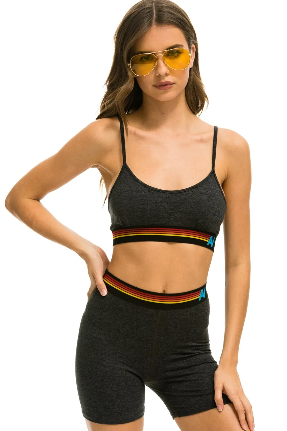 Activewear | Activewear | Aviator Nation LOGO ADJUSTABLE BRALETTE - CHARCOAL
