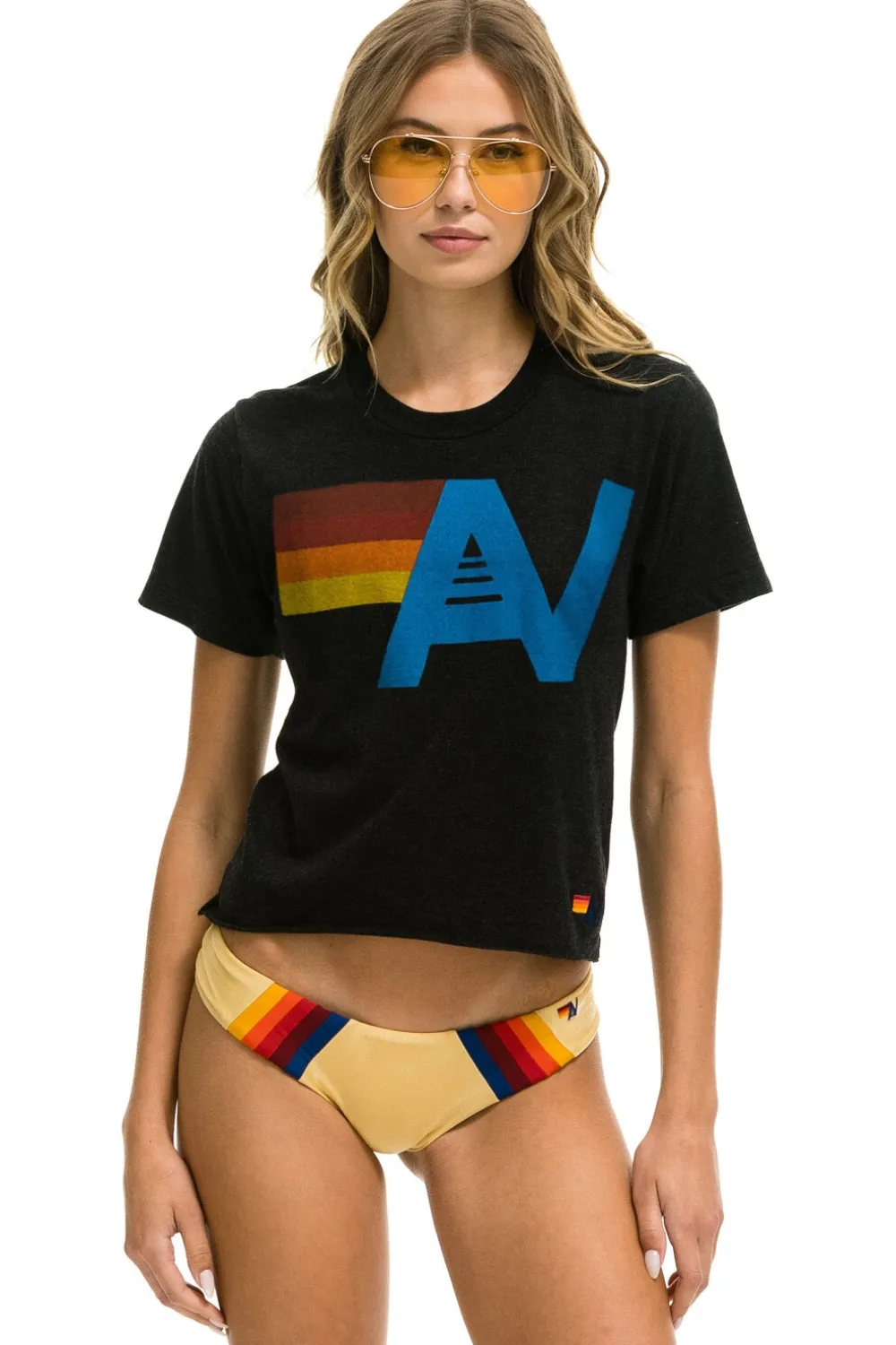 Boyfriend Tees | Tees | Aviator Nation LOGO BOYFRIEND TEE - BLACK