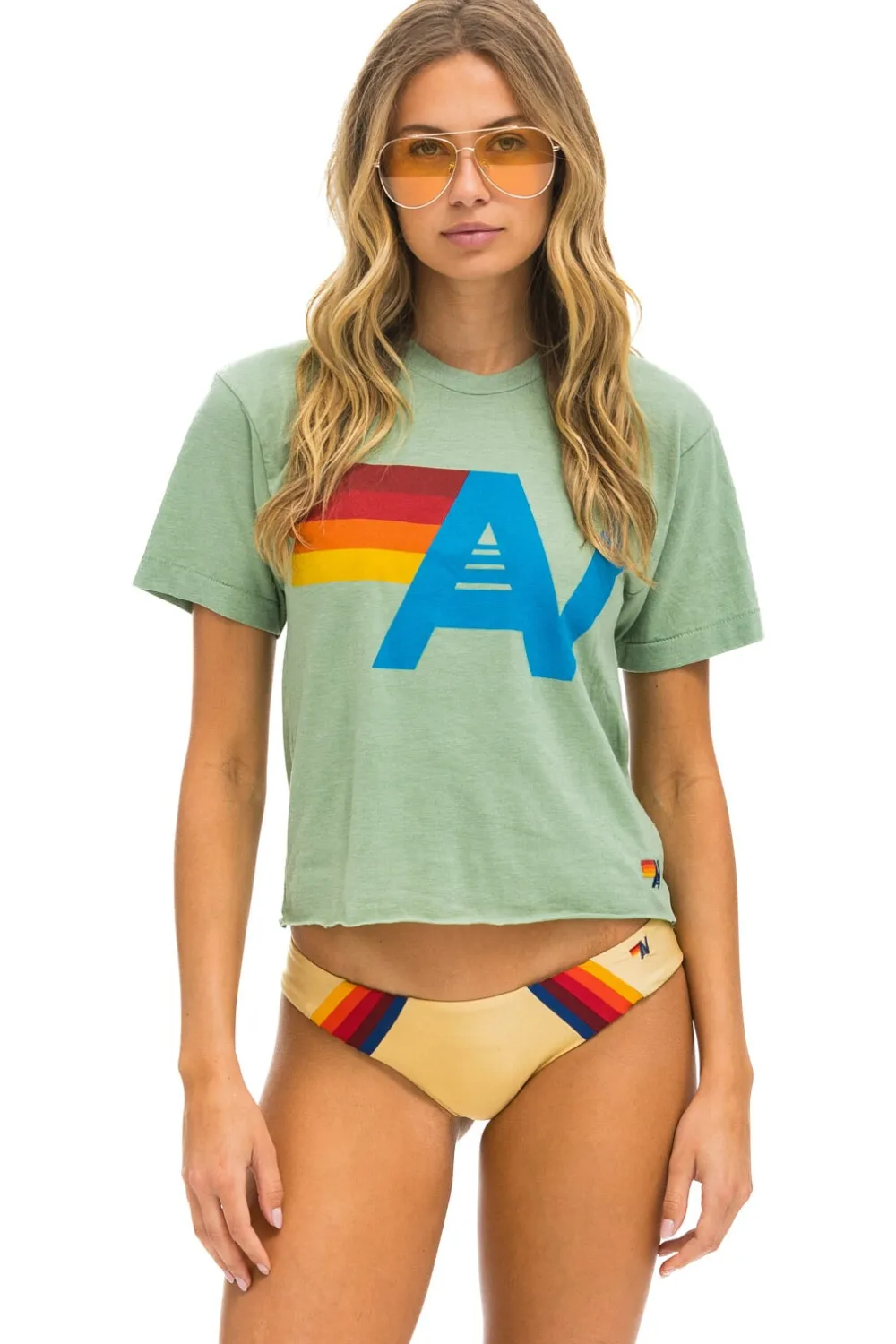 Boyfriend Tees | Tees | Aviator Nation LOGO BOYFRIEND TEE - SAGE