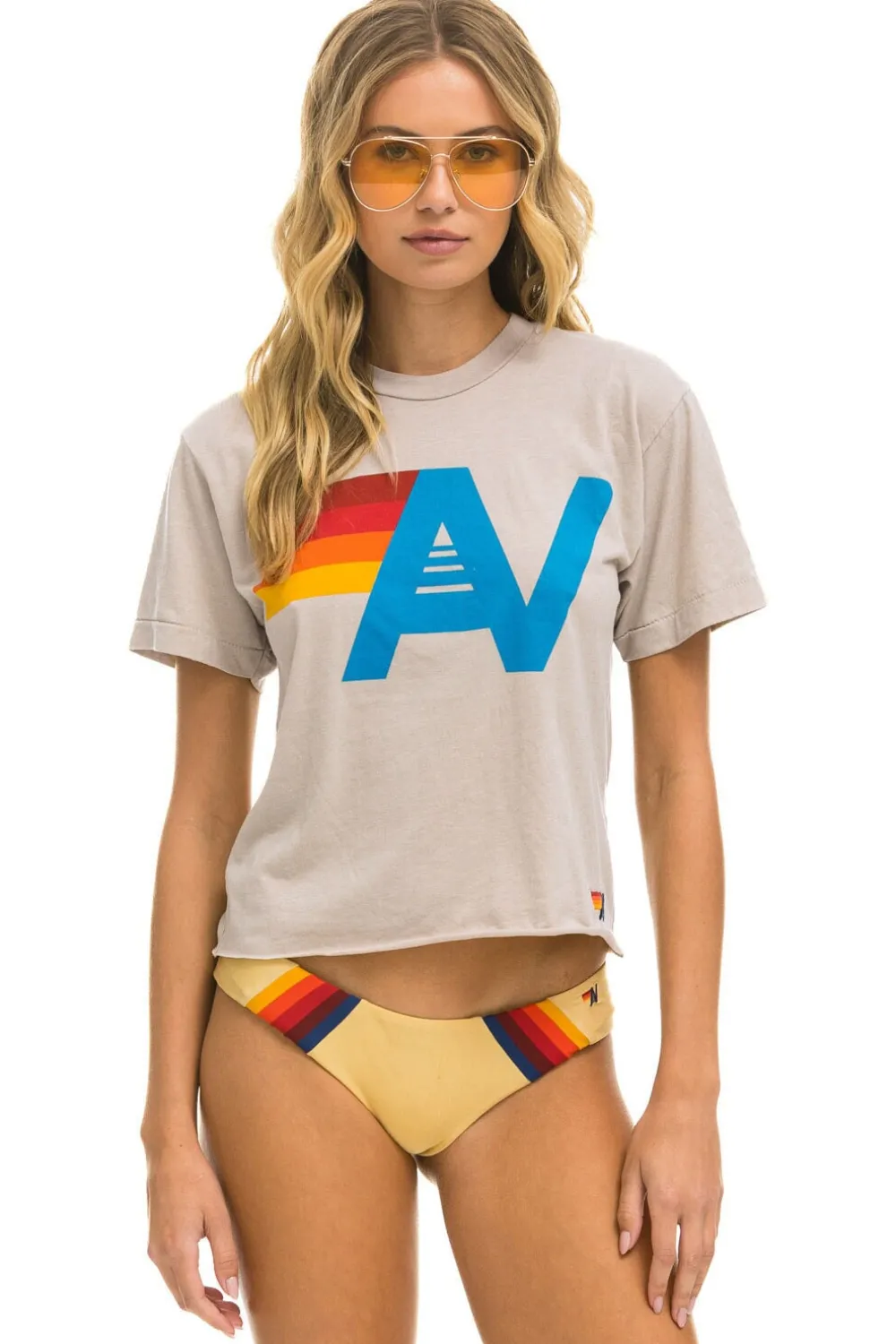 Boyfriend Tees | Tees | Aviator Nation LOGO BOYFRIEND TEE - SAND