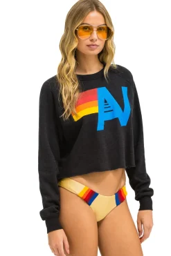 Sweatshirts | Aviator Nation LOGO CROPPED CREW SWEATSHIRT - BLACK