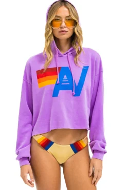 Hoodies | Aviator Nation LOGO CROPPED PULLOVER RELAXED HOODIE - NEON PURPLE NEONPURPLE