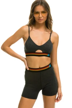 Activewear | Activewear | Aviator Nation LOGO ELASTIC KEYHOLE BRA - CHARCOAL