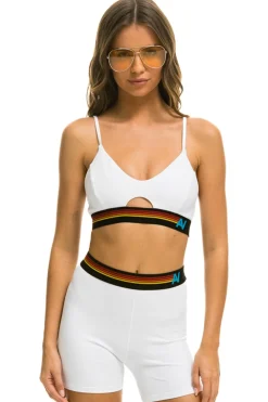 Activewear | Activewear | Aviator Nation LOGO ELASTIC KEYHOLE BRA - WHITE