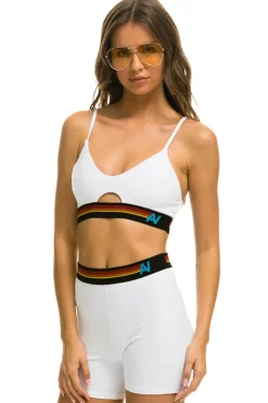 Activewear | Activewear | Aviator Nation LOGO ELASTIC KEYHOLE BRA - WHITE