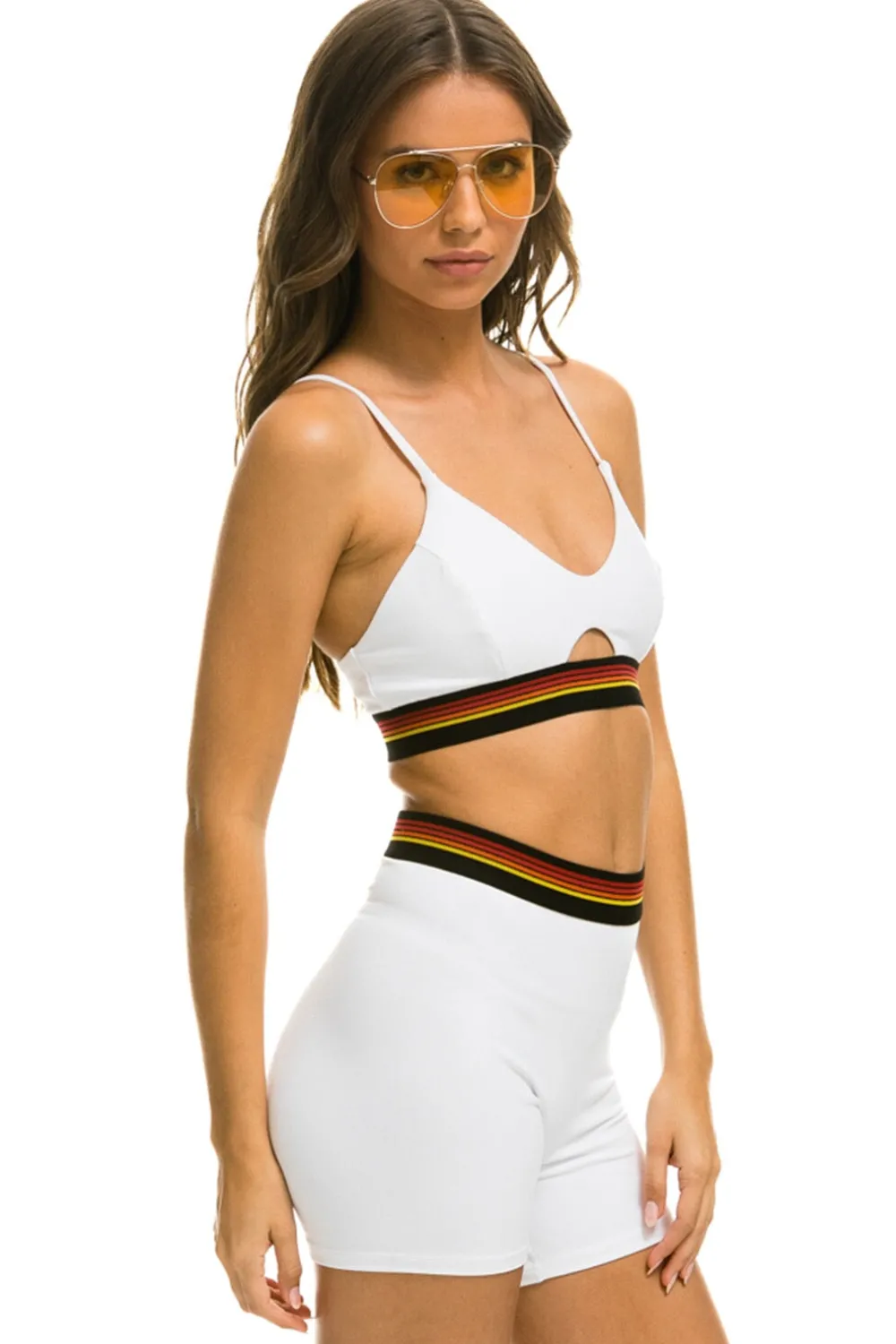 Activewear | Activewear | Aviator Nation LOGO ELASTIC KEYHOLE BRA - WHITE