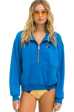 Sweatshirts | Sweatshirts | Aviator Nation LOGO EMBROIDERY HALF ZIP SWEATSHIRT - OCEAN