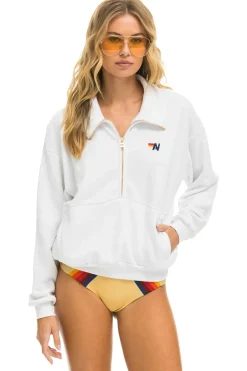 Sweatshirts | Sweatshirts | Aviator Nation LOGO EMBROIDERY HALF ZIP SWEATSHIRT - WHITE