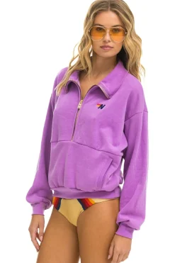 Sweatshirts | Sweatshirts | Aviator Nation LOGO EMBROIDERY HALF ZIP SWEATSHIRT - NEON PURPLE NEONPURPLE