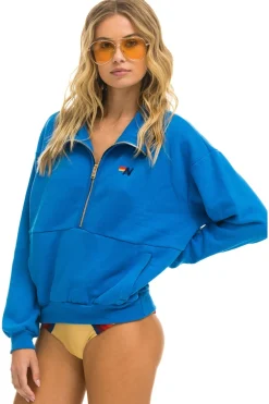 Sweatshirts | Sweatshirts | Aviator Nation LOGO EMBROIDERY HALF ZIP SWEATSHIRT - OCEAN
