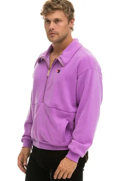 Sweatshirts | Sweatshirts | Aviator Nation LOGO EMBROIDERY HALF ZIP SWEATSHIRT - NEON PURPLE NEONPURPLE
