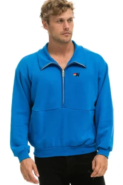 Sweatshirts | Sweatshirts | Aviator Nation LOGO EMBROIDERY HALF ZIP SWEATSHIRT - OCEAN