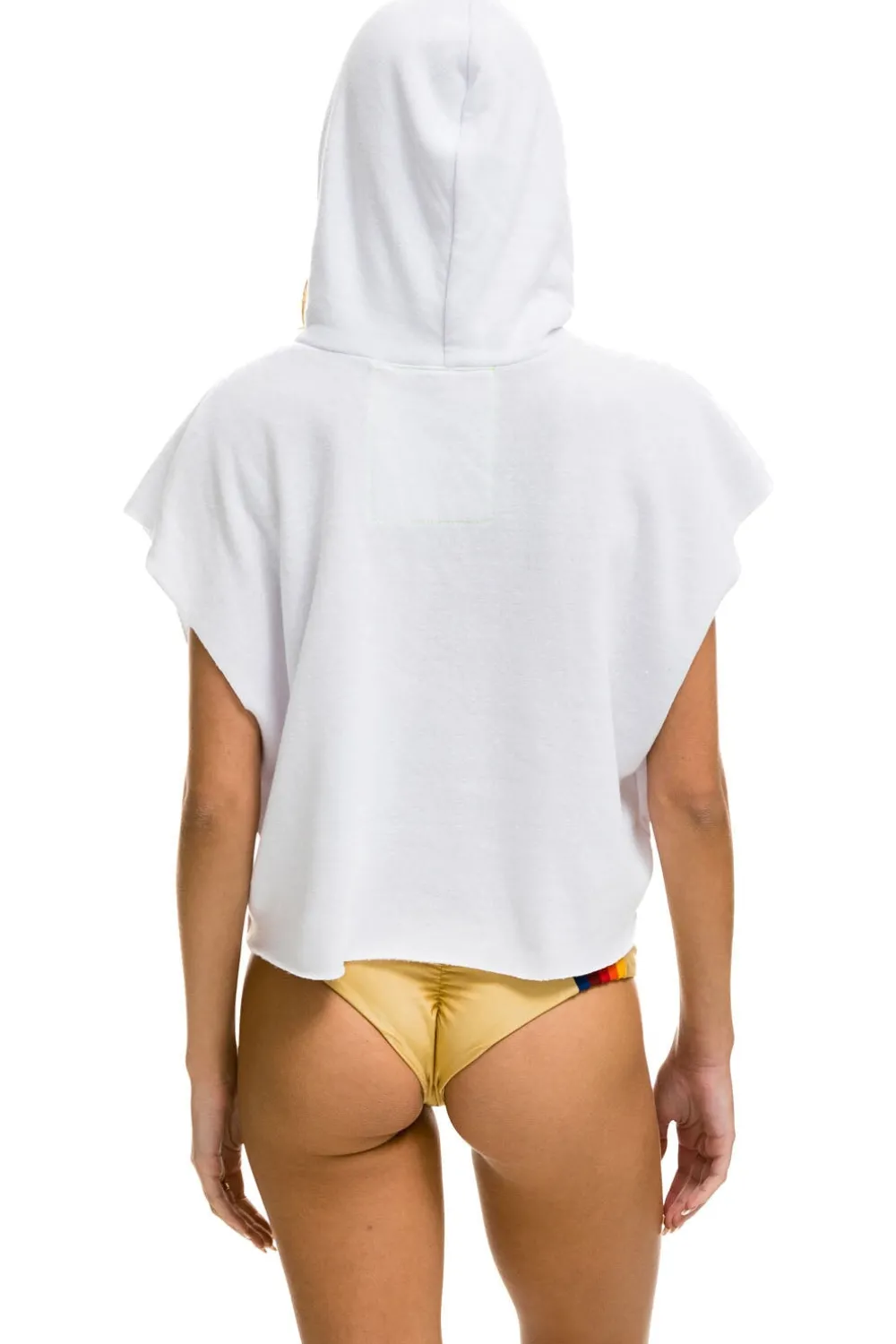 Hoodies | Aviator Nation LOGO EMBROIDERY SLEEVELESS RELAXED CROPPED PULLOVER HOODIE - WHITE