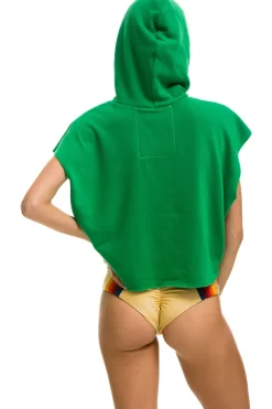 Hoodies | Aviator Nation LOGO EMBROIDERY SLEEVELESS RELAXED CROPPED PULLOVER HOODIE - KELLY GREEN KELLYGREEN