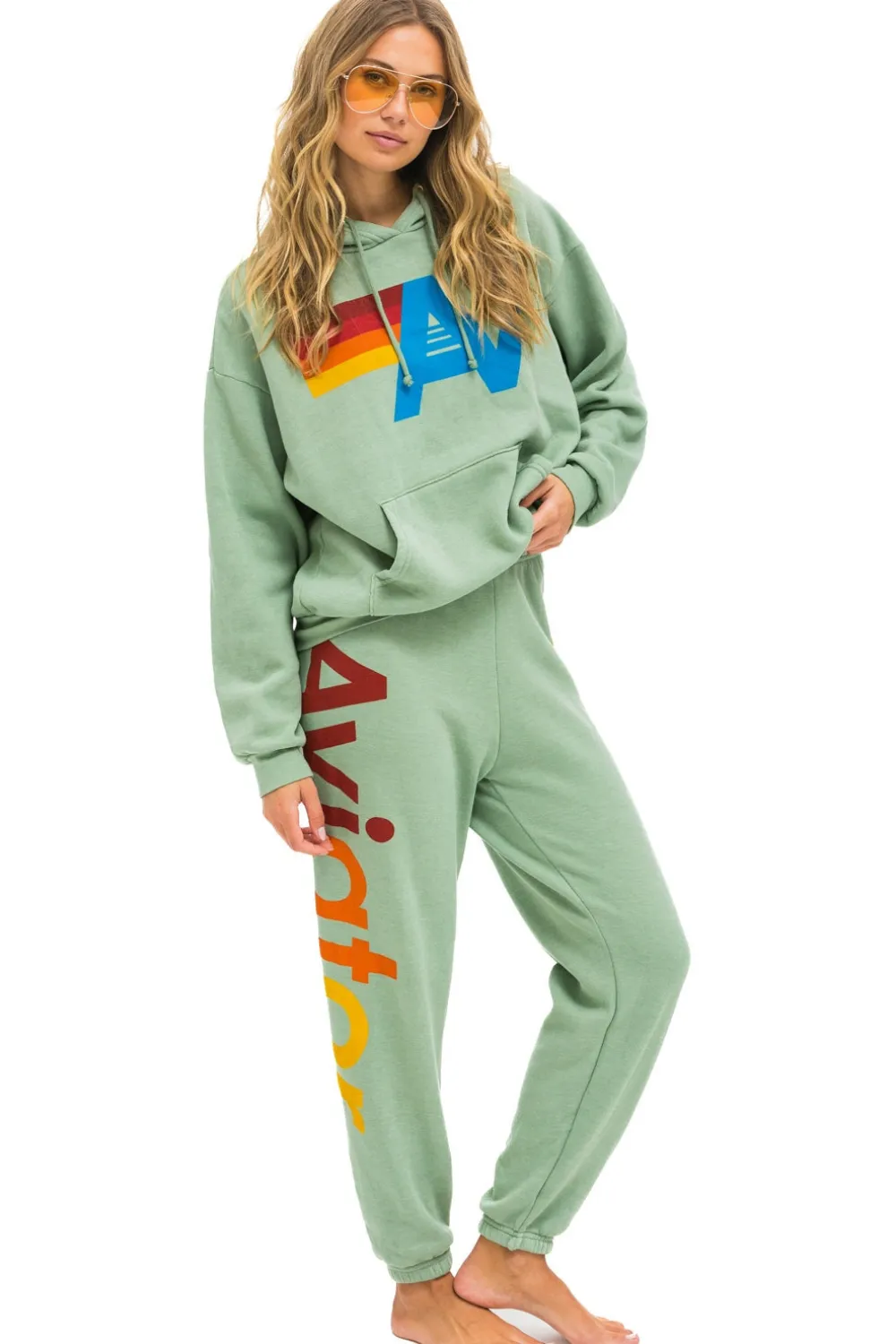 Hoodies | Hoodies | Aviator Nation LOGO PULLOVER RELAXED HOODIE - SAGE