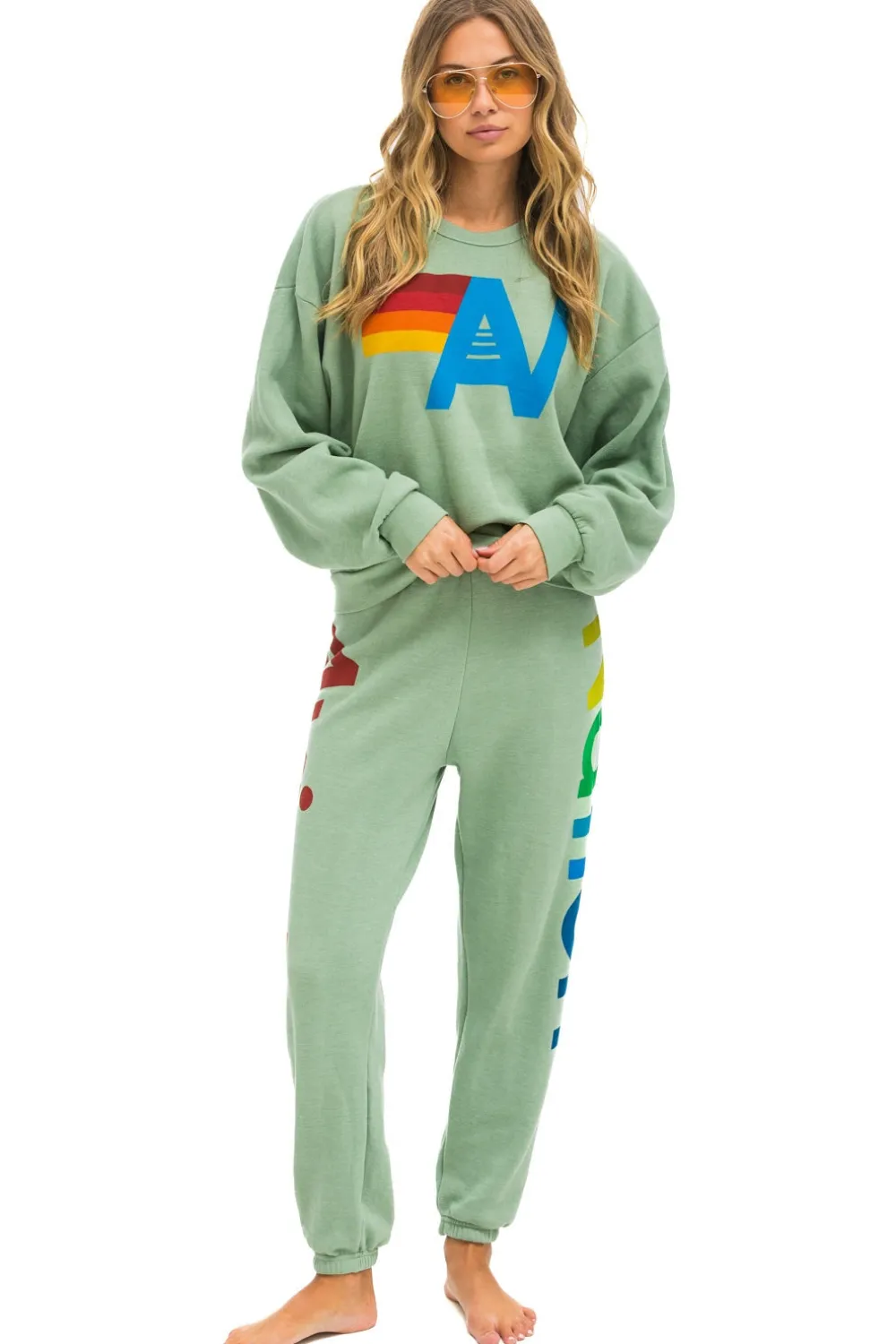 Sweatshirts | Sweatshirts | Aviator Nation LOGO RELAXED CREW SWEATSHIRT - SAGE