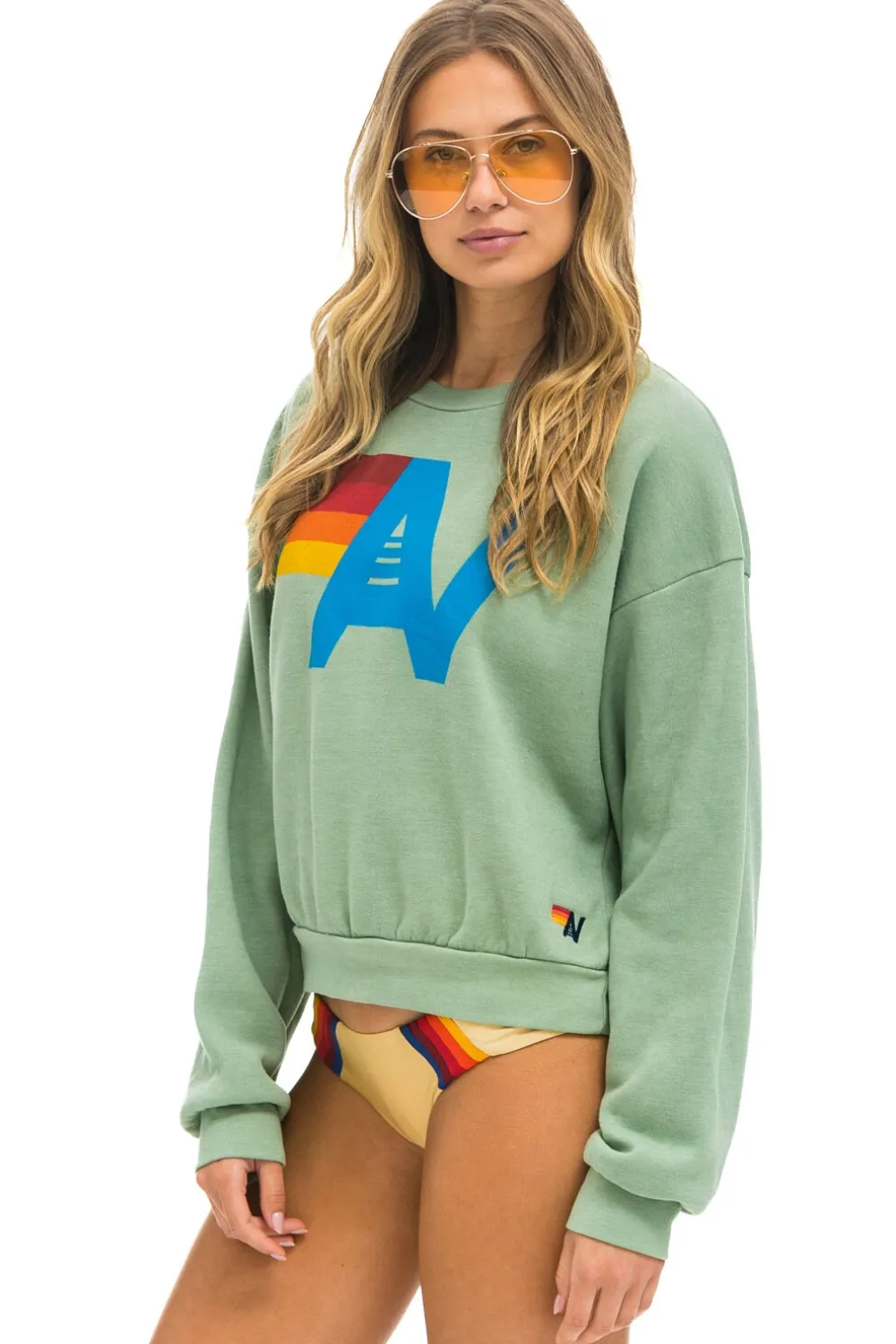 Sweatshirts | Sweatshirts | Aviator Nation LOGO RELAXED CREW SWEATSHIRT - SAGE