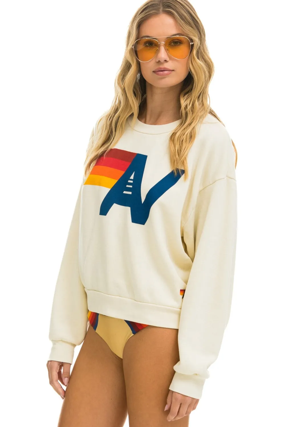 Sweatshirts | Sweatshirts | Aviator Nation LOGO RELAXED CREW SWEATSHIRT - VINTAGE WHITE VINTAGEWHITE
