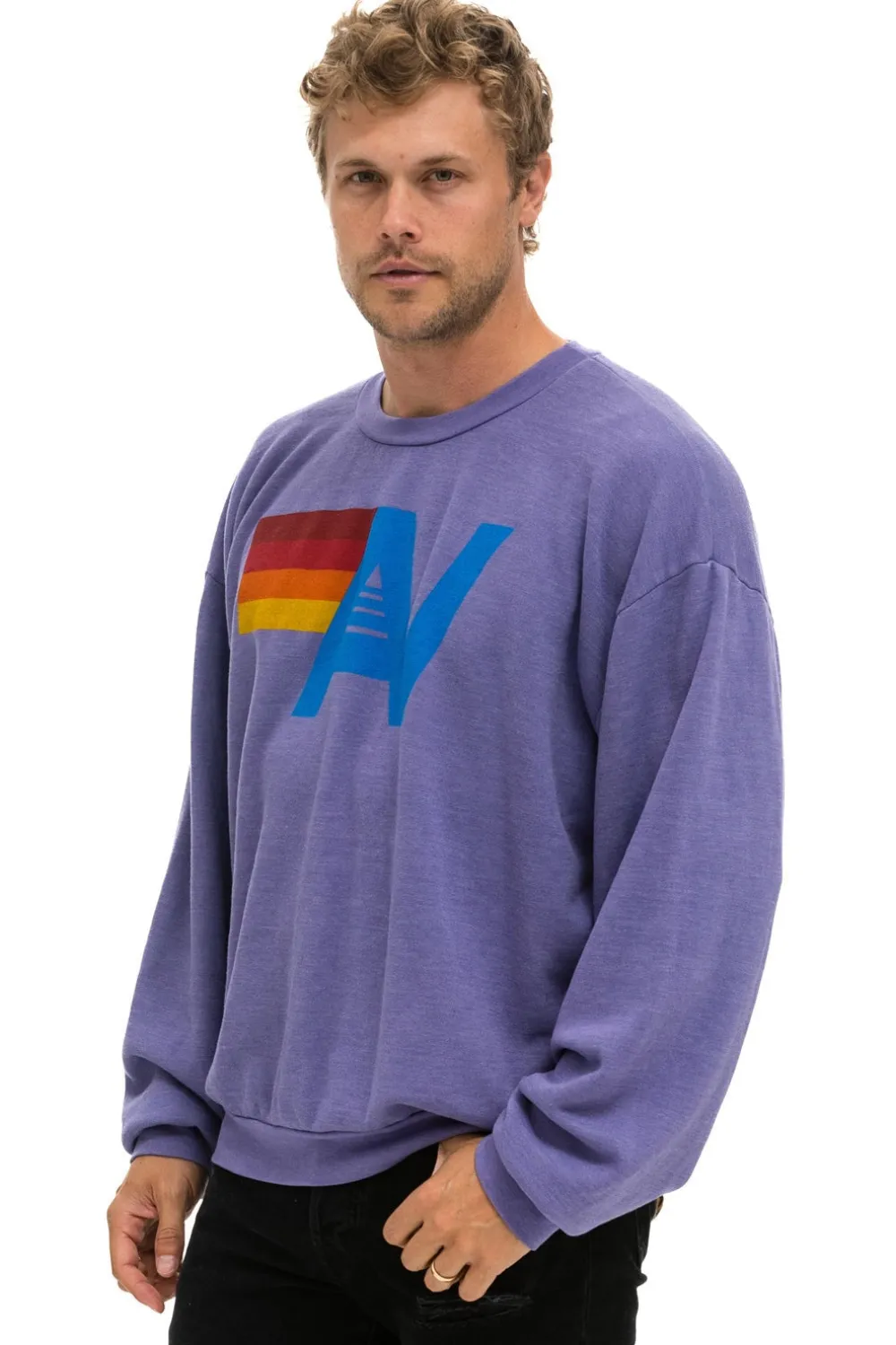 Sweatshirts | Sweatshirts | Aviator Nation LOGO RELAXED CREW SWEATSHIRT - LAVENDER