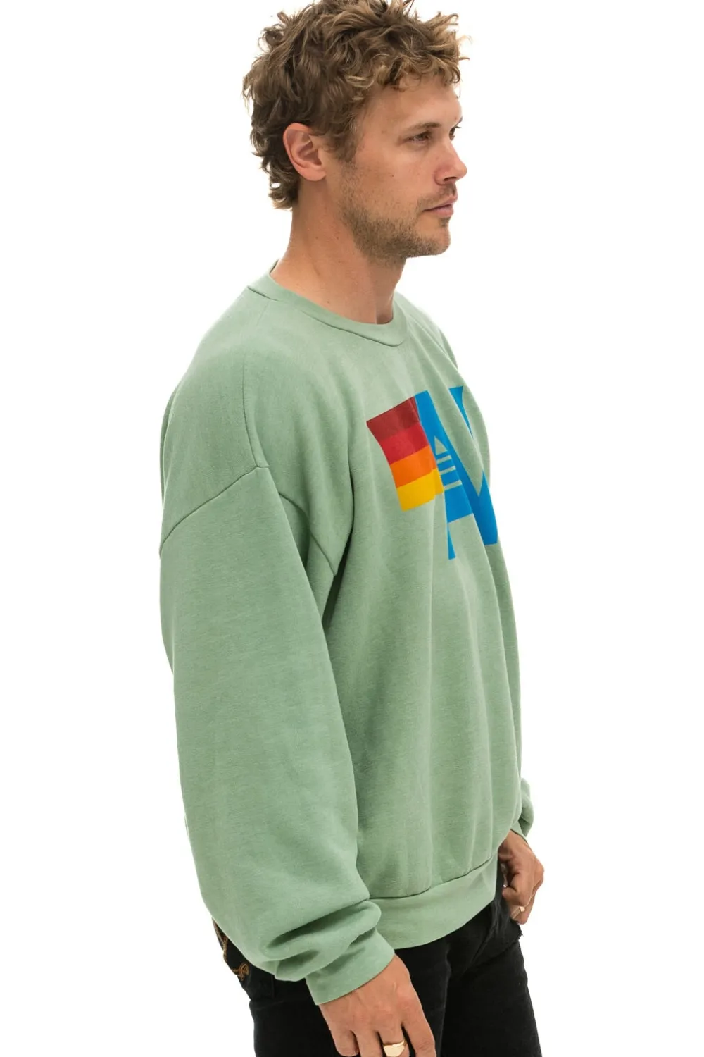 Sweatshirts | Sweatshirts | Aviator Nation LOGO RELAXED CREW SWEATSHIRT - SAGE