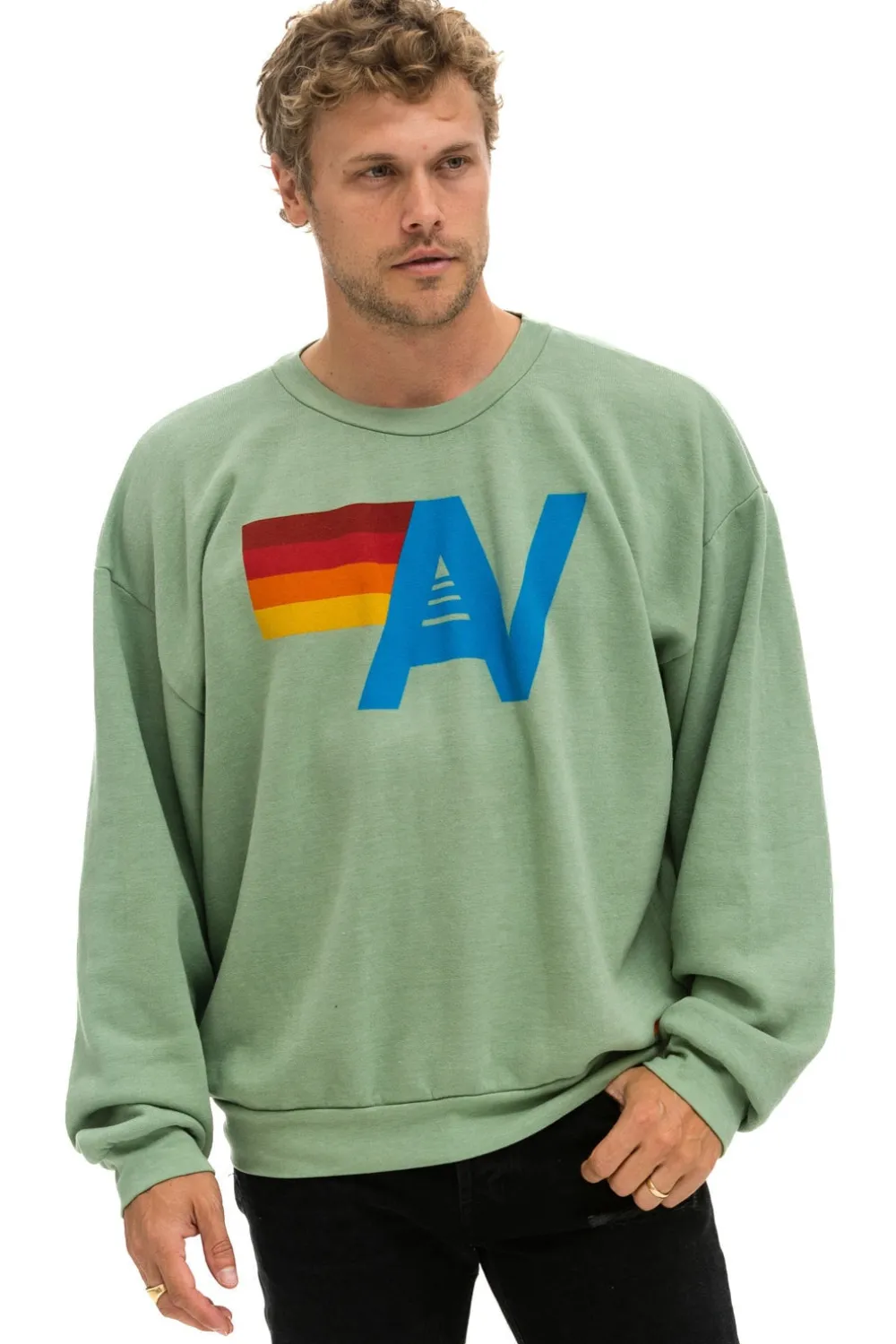 Sweatshirts | Sweatshirts | Aviator Nation LOGO RELAXED CREW SWEATSHIRT - SAGE