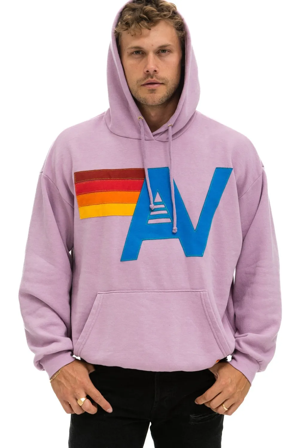 Hoodies | Hoodies | Aviator Nation LOGO STITCH PULLOVER RELAXED HOODIE - MAUVE
