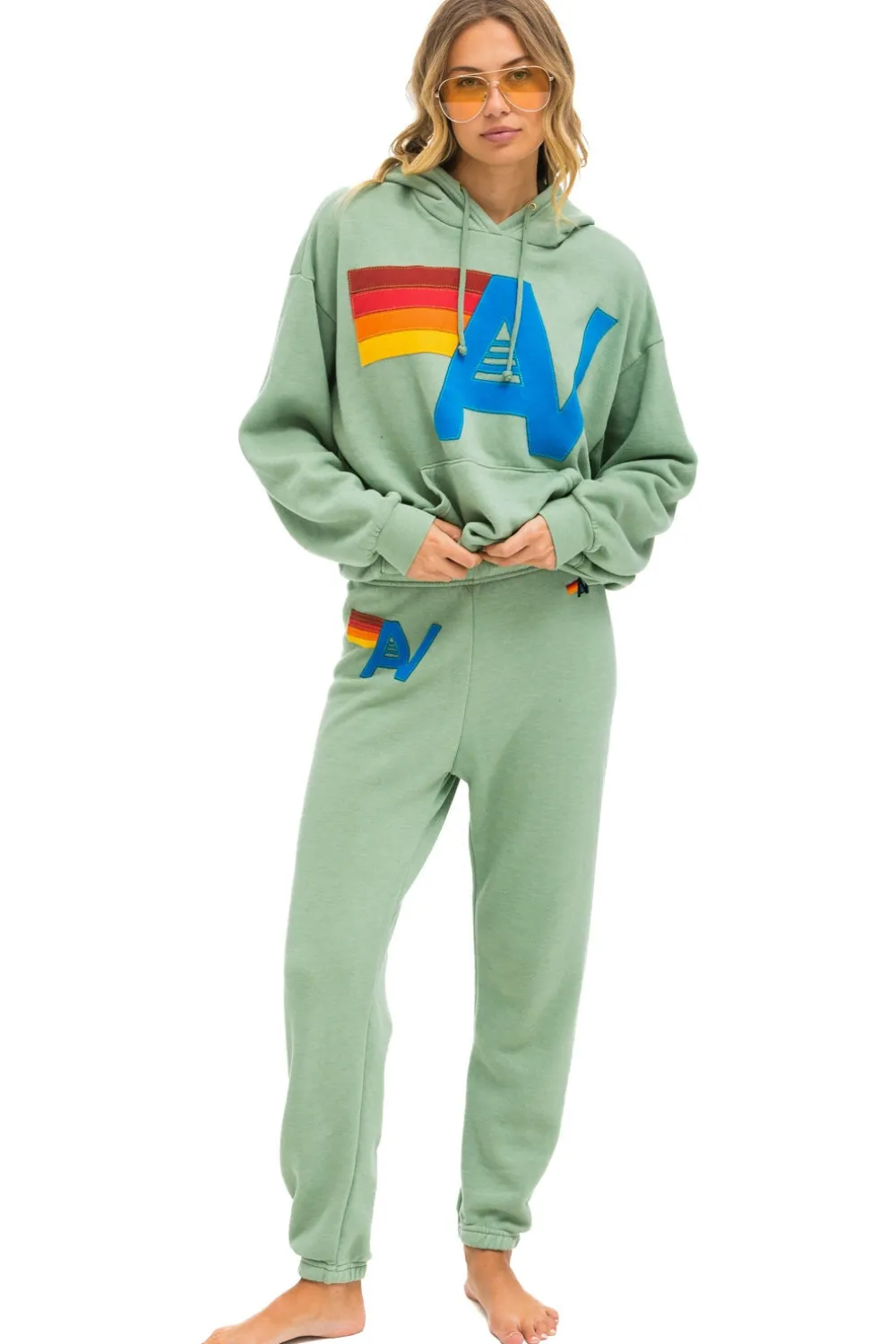 Hoodies | Hoodies | Aviator Nation LOGO STITCH PULLOVER RELAXED HOODIE - SAGE