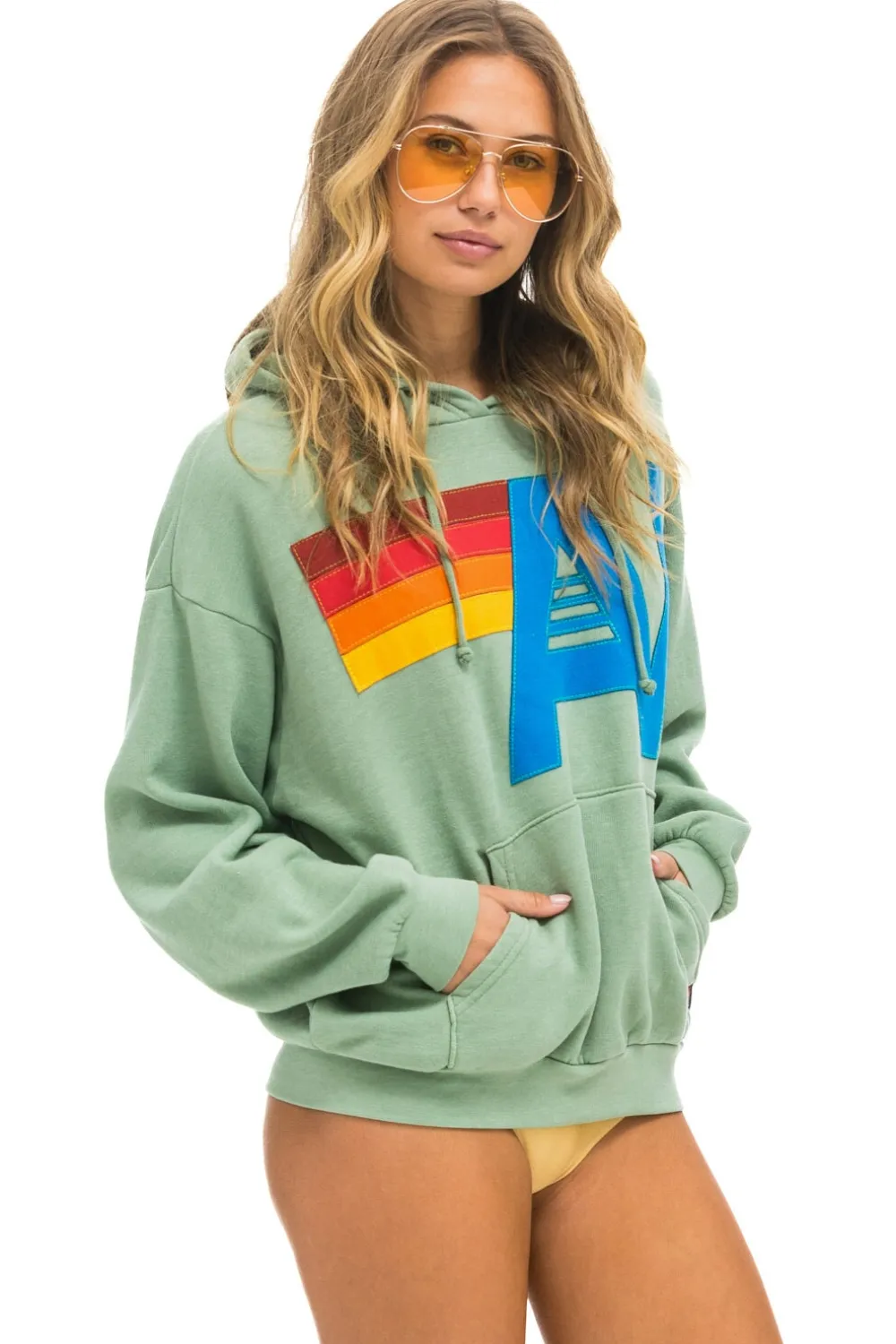 Hoodies | Hoodies | Aviator Nation LOGO STITCH PULLOVER RELAXED HOODIE - SAGE