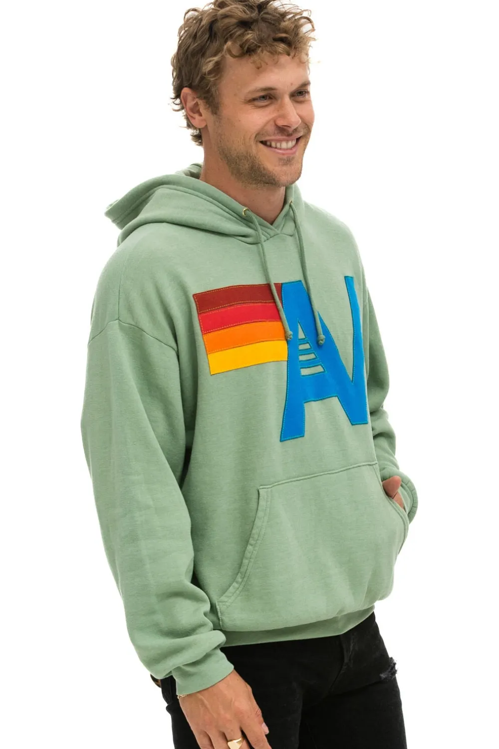 Hoodies | Hoodies | Aviator Nation LOGO STITCH PULLOVER RELAXED HOODIE - SAGE