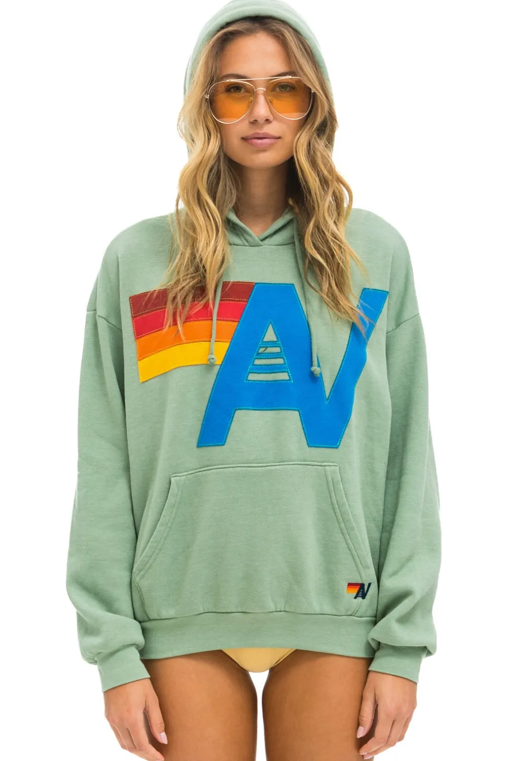 Hoodies | Hoodies | Aviator Nation LOGO STITCH PULLOVER RELAXED HOODIE - SAGE