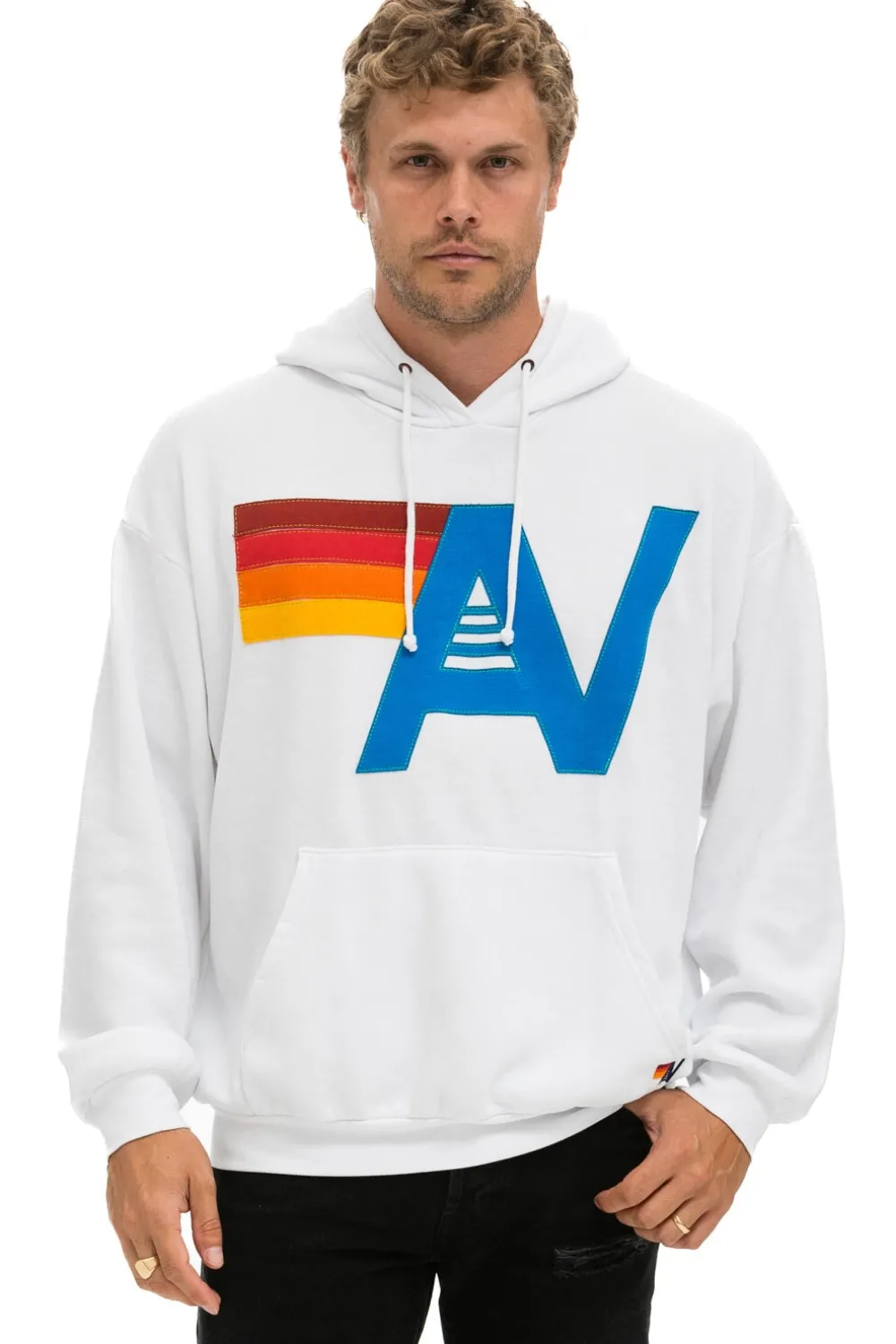Hoodies | Hoodies | Aviator Nation LOGO STITCH PULLOVER RELAXED HOODIE - WHITE
